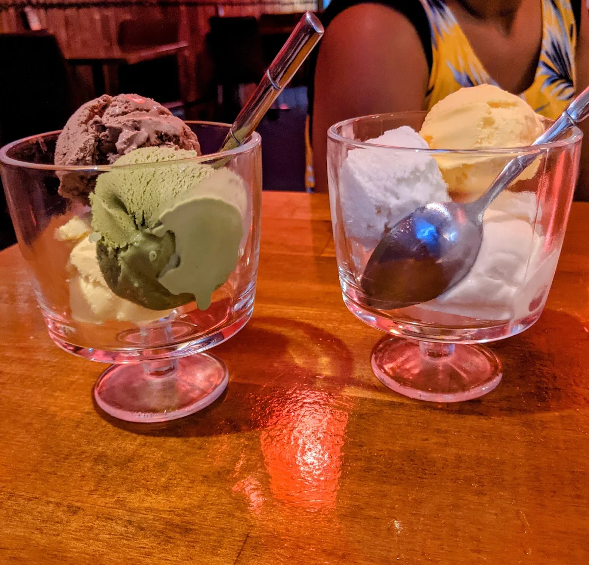 Green Tea Chocolate and Vanilla Ice Cream, Torng Bai Thai Restaurant