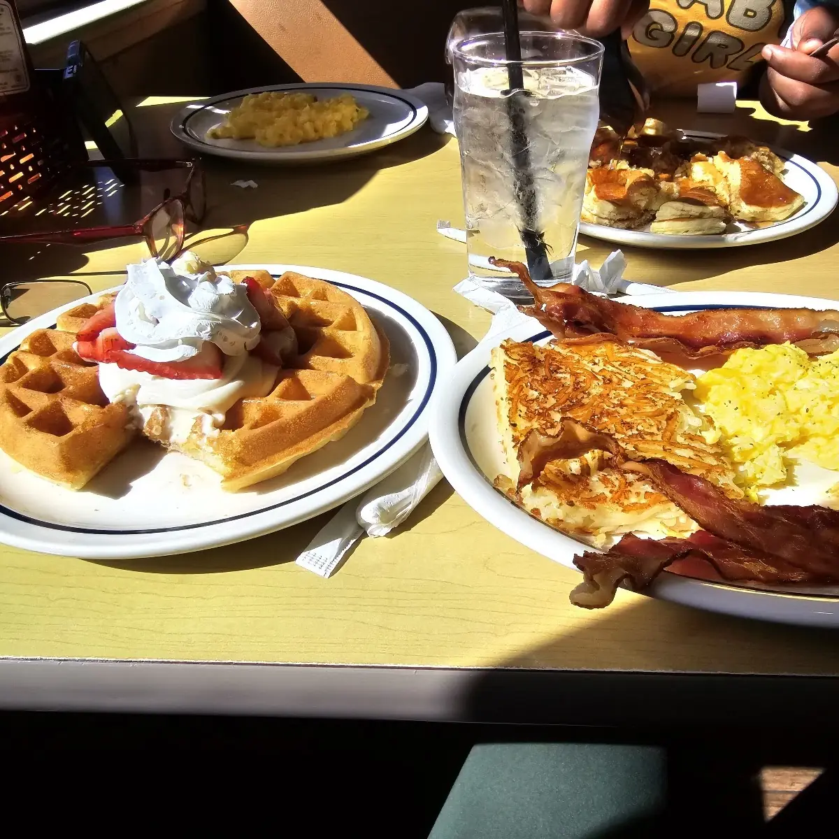 Hash Browns Bacon Strips and Eggs with Cheese