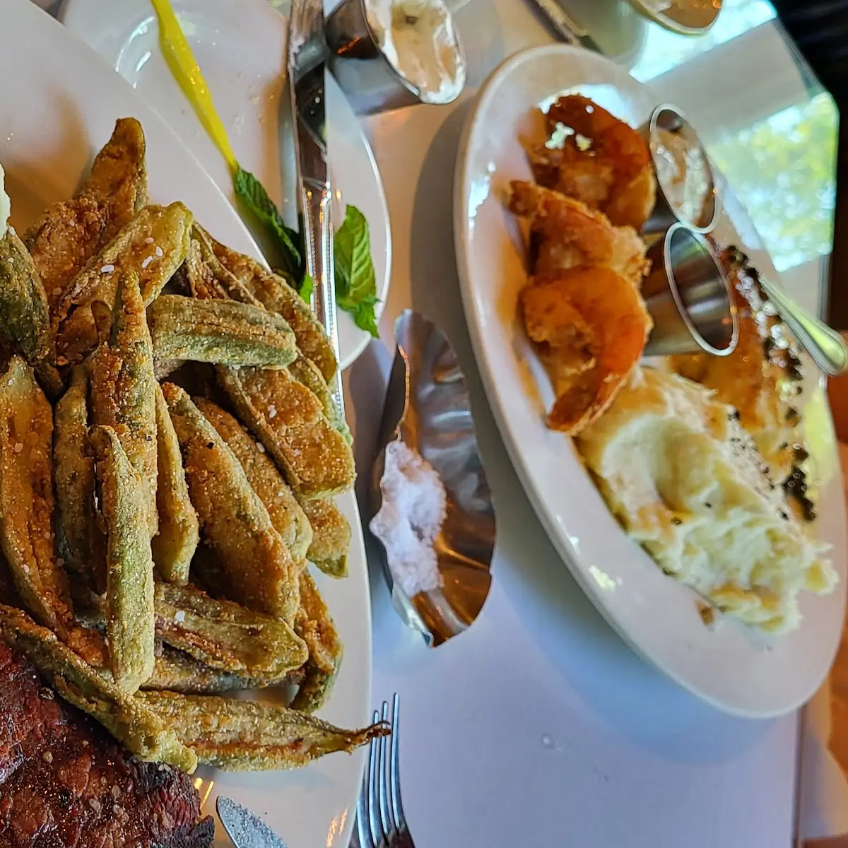 Steak Mashed Potatoes Fried Okra