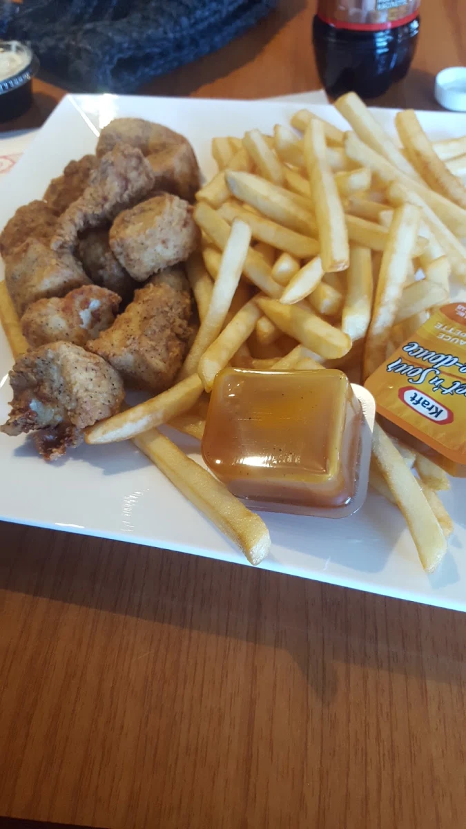 Popcorn Chicken and Fries, The Chicken Shack & Pizza Pi