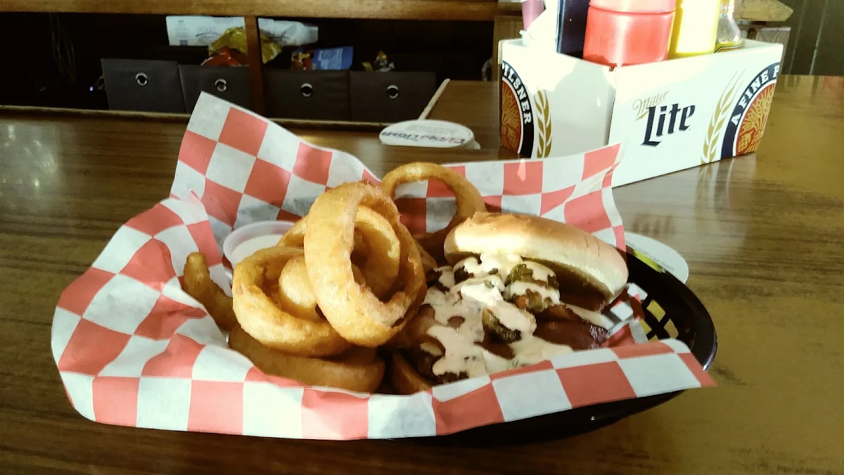 Jalapeno Burger and Onion Rings