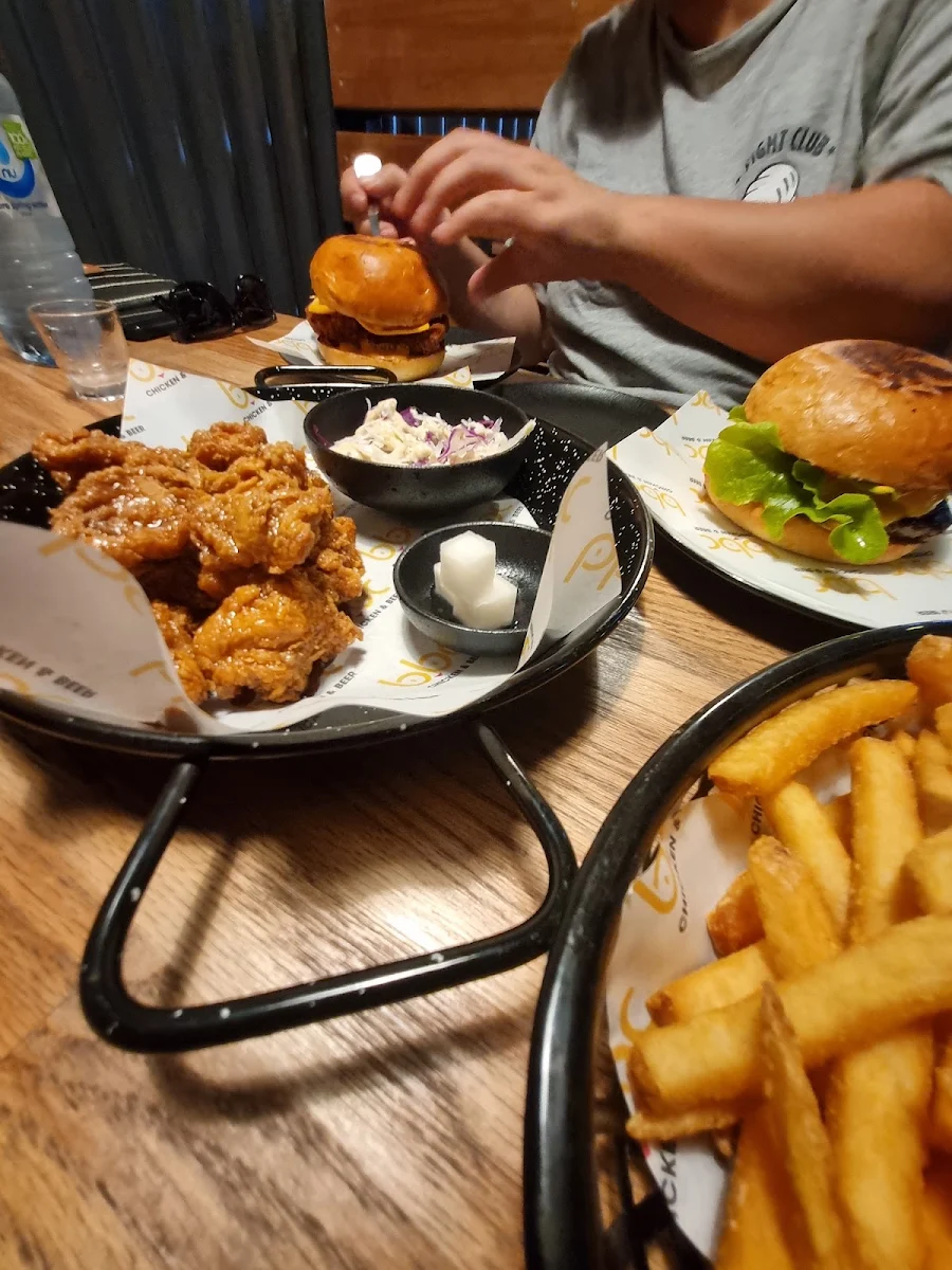 Garlic Soy Chicken Fries Cheese Burger