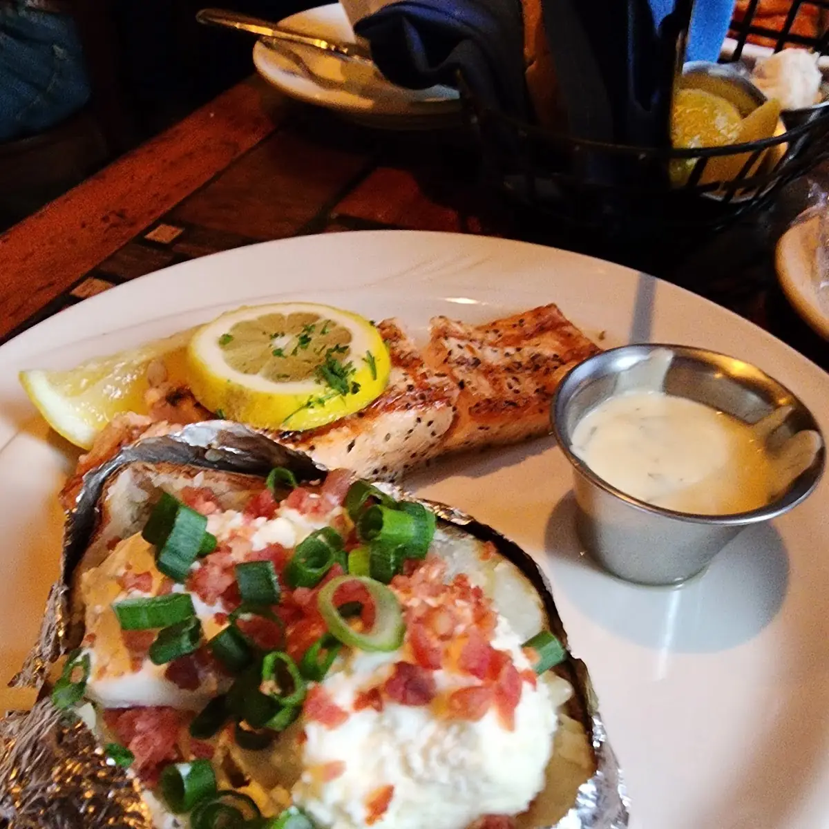 Salmon and Loaded Baked Potato