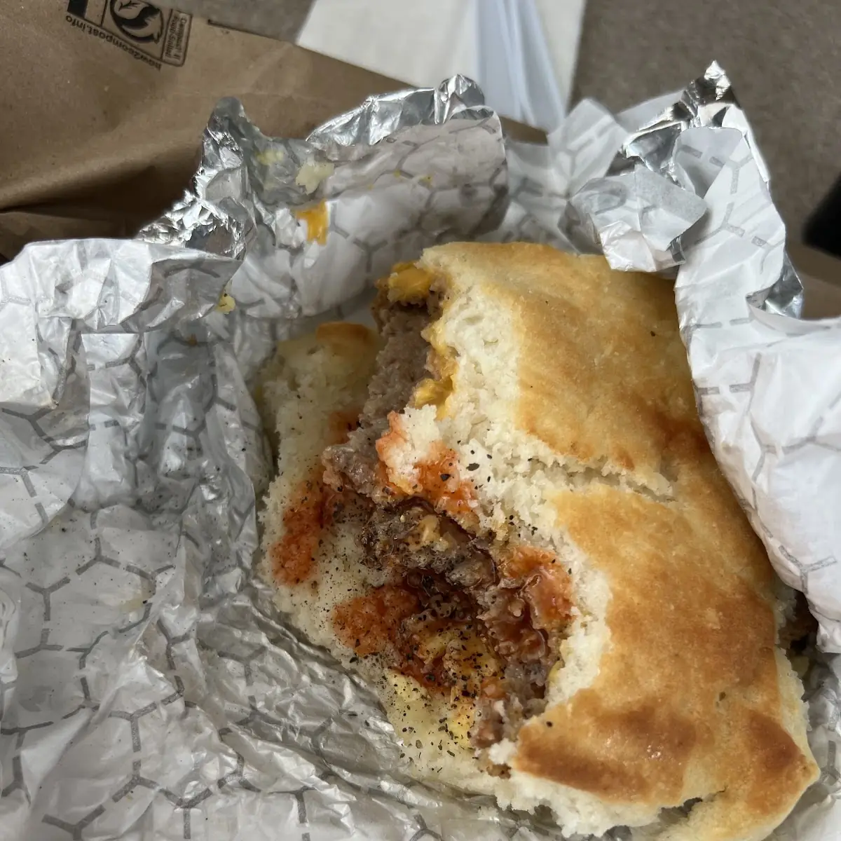 Steak Egg and Cheese Biscuit