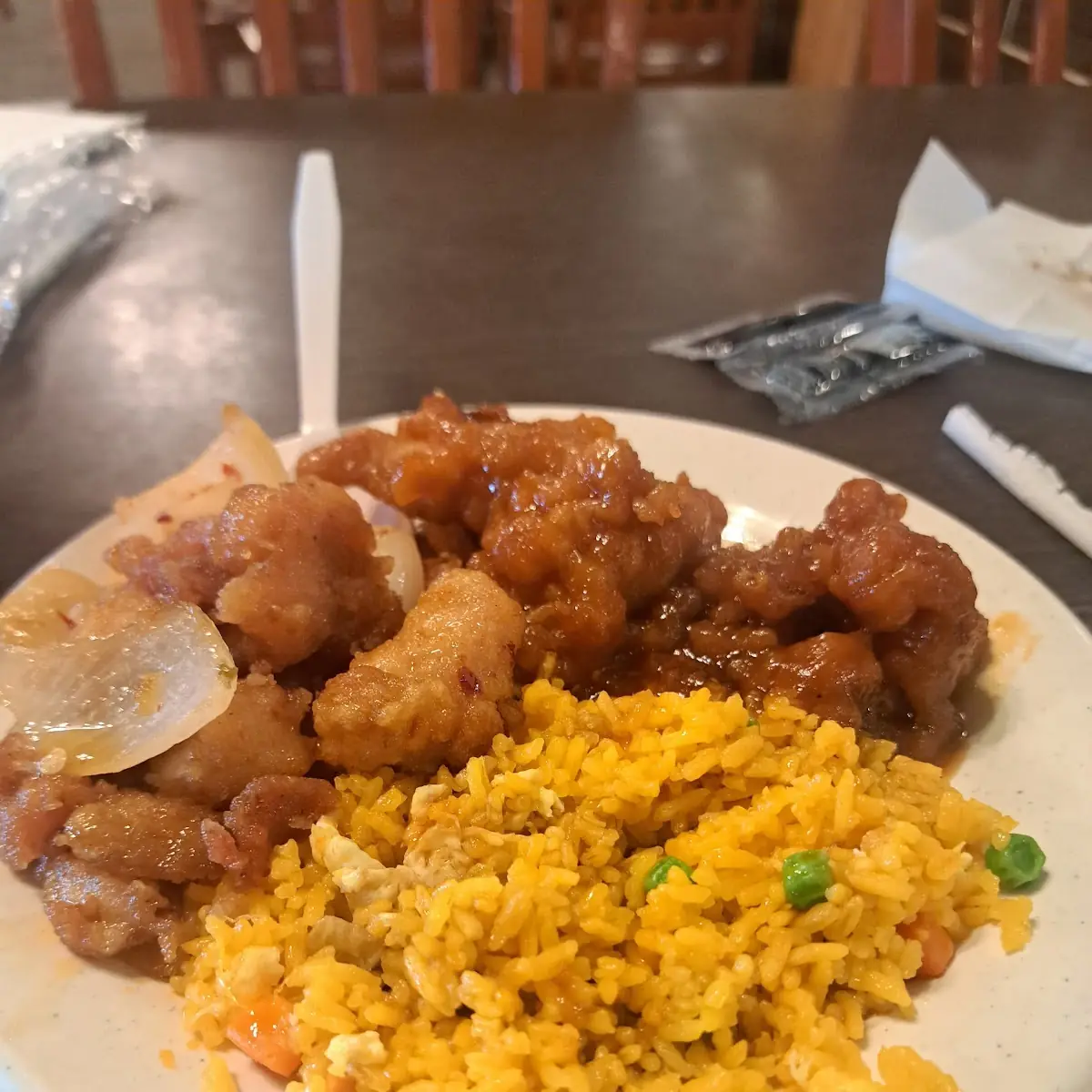 Fried Rice with Sesame Chicken and General TSO Chicken