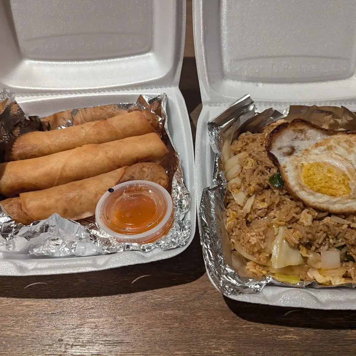 Pork Egg Rolls and Chicken Fried Rice
