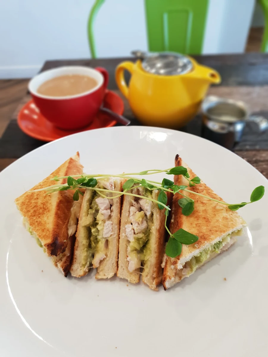 Chicken Avocado Cheese and Aioli Toastie with Tea, Arizona Cafe & Grill