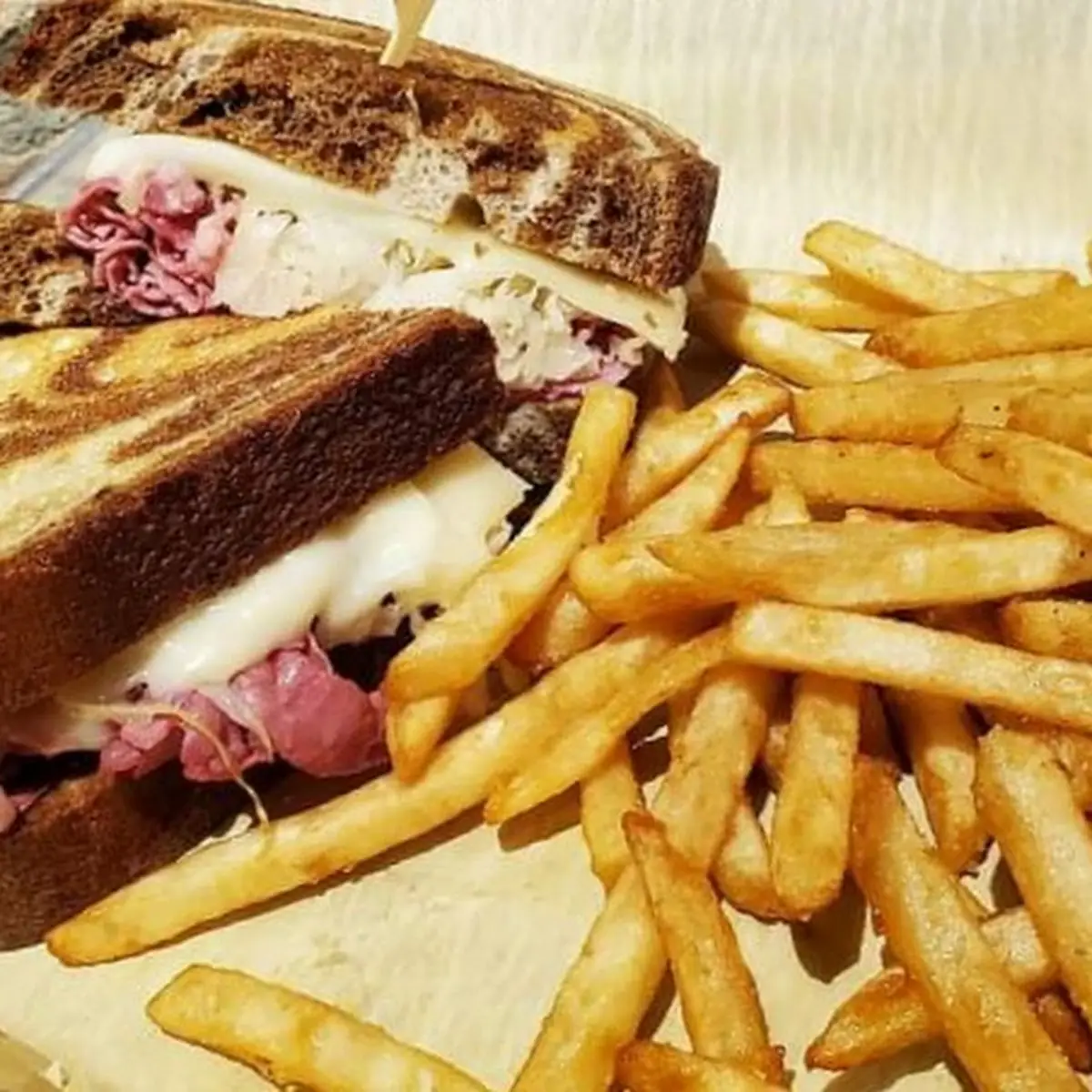 Reuben Sandwich and French Fries