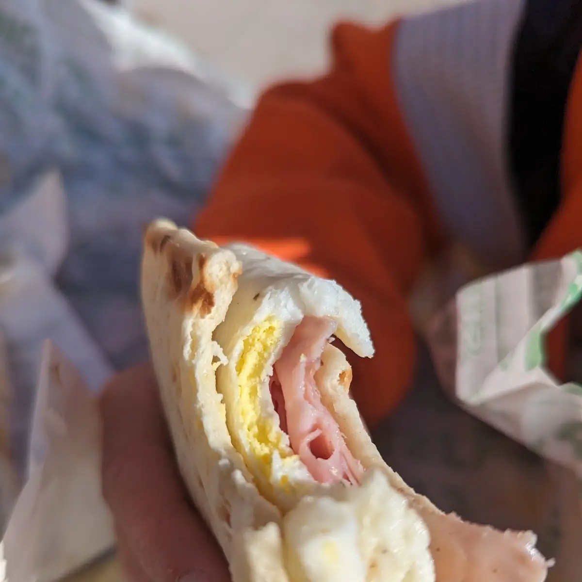 Egg and Ham Flatbread Light Mayo