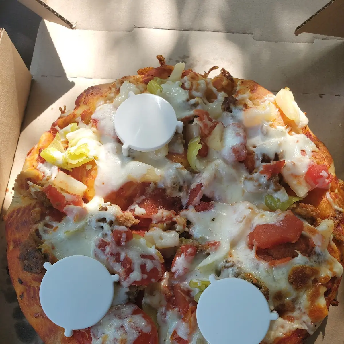 Deep Dish with Meatballs Pepperoncinis & Pineapple Pizza