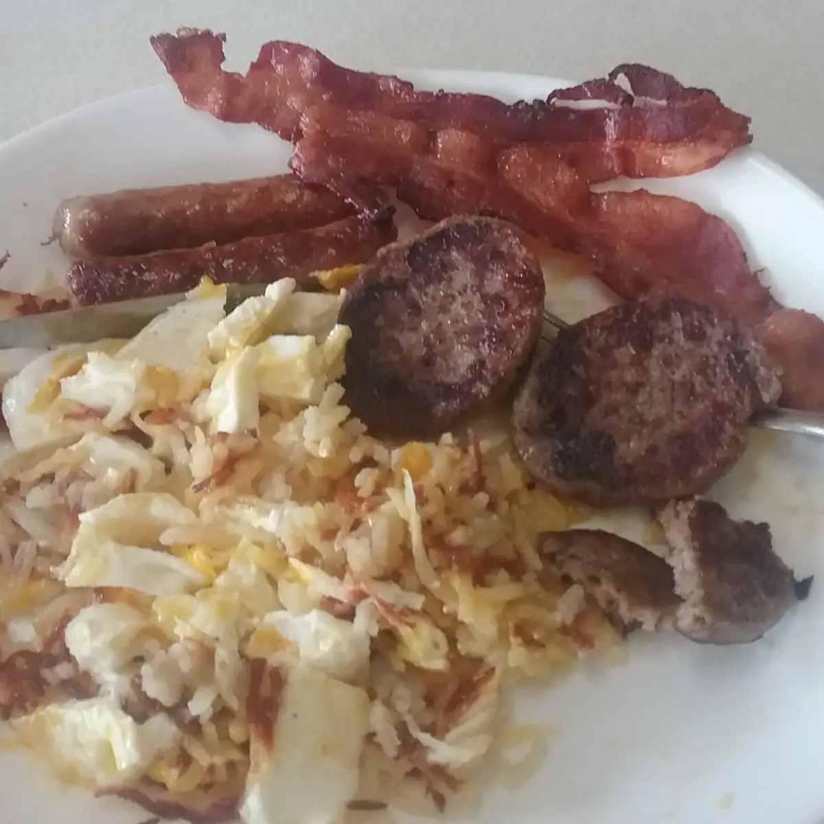 Bacon Sausage Potatoes Eggs