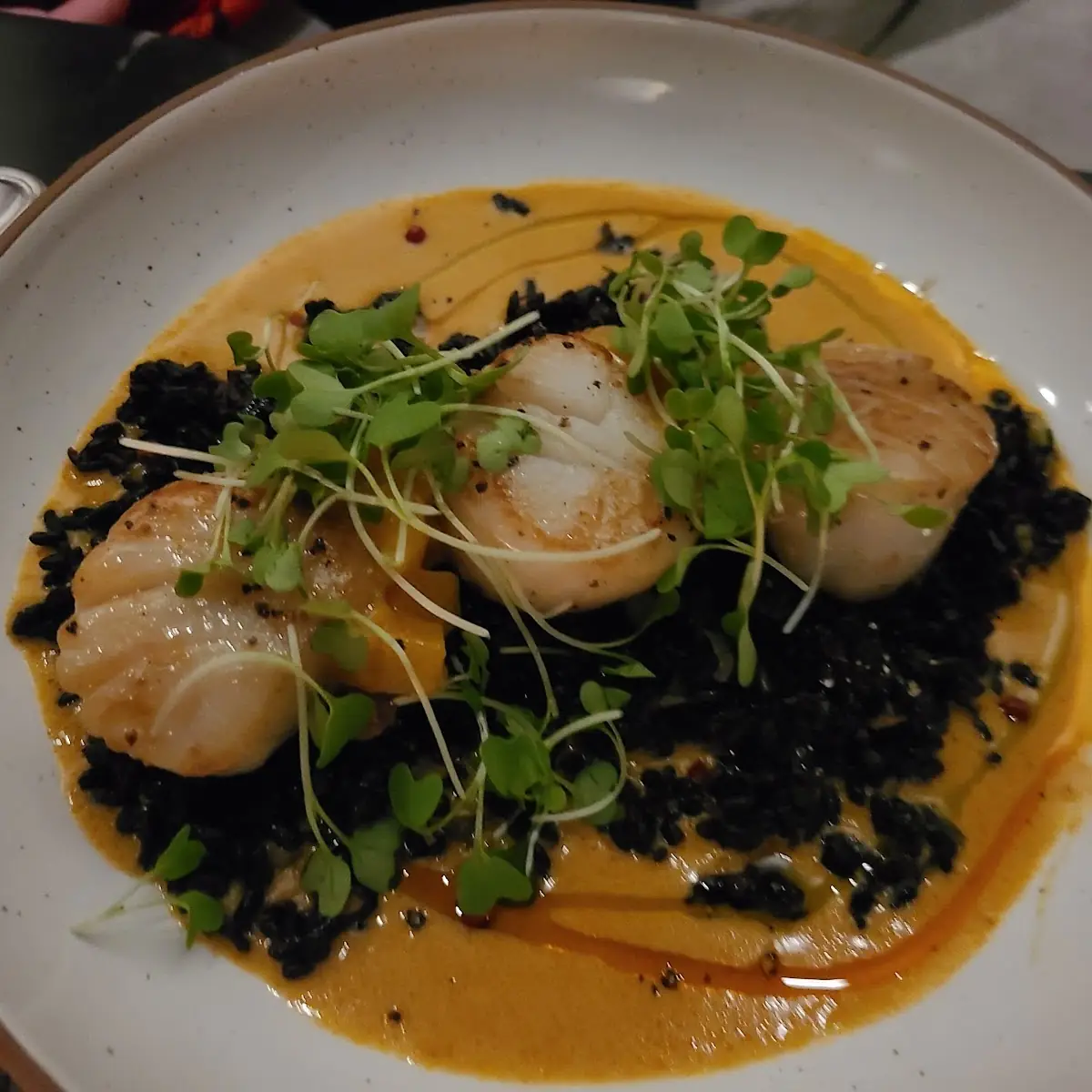 Scallops with Lobster Coconut Curry Sauce