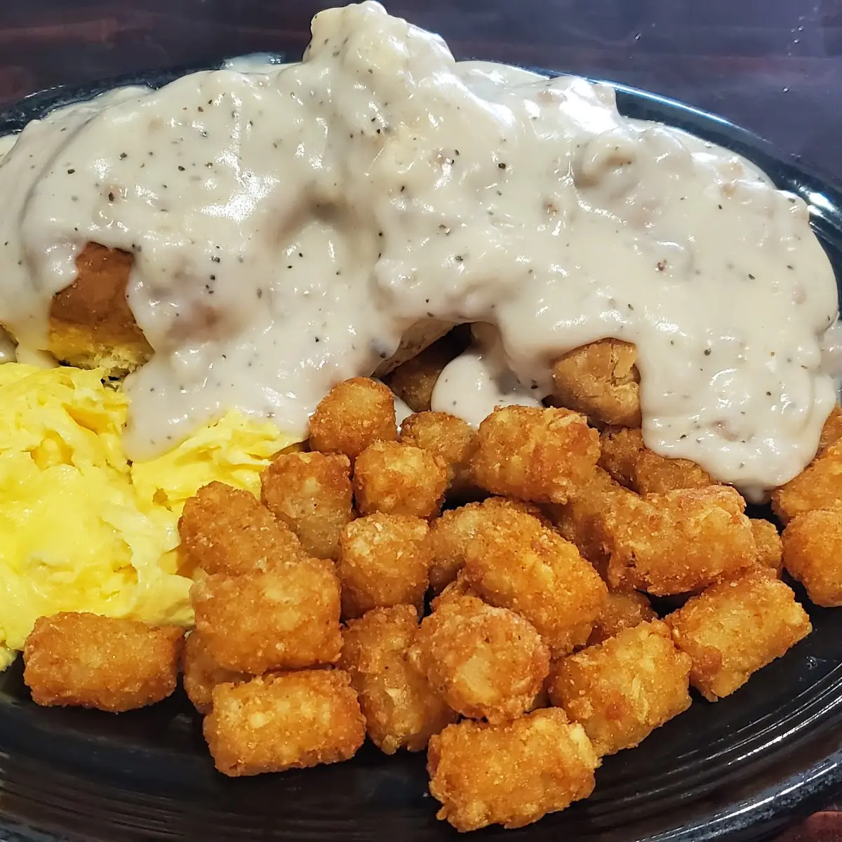 Biscuits Gravy and Eggs