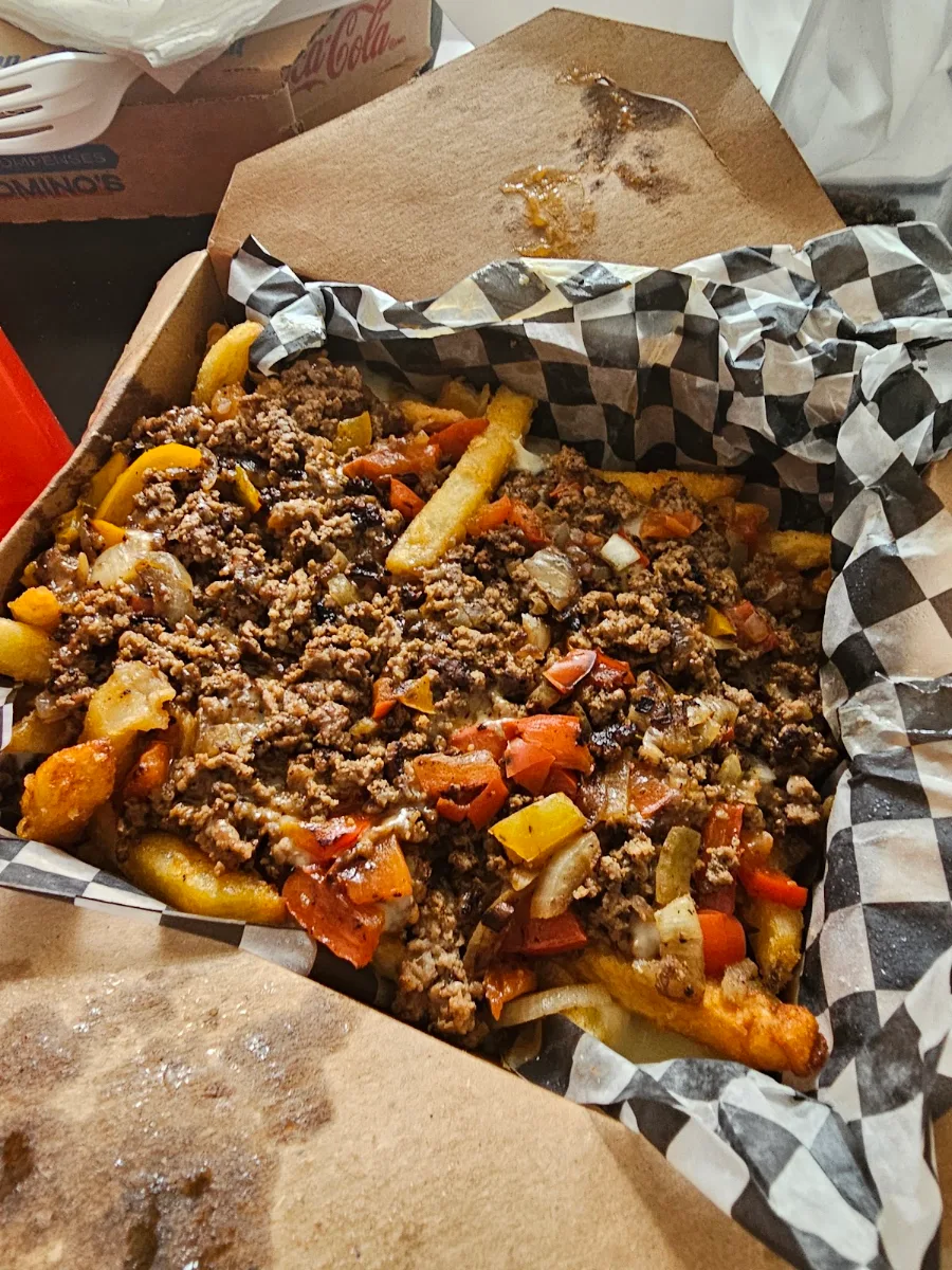 Chopped Cheese Poutine, Sear & Fry