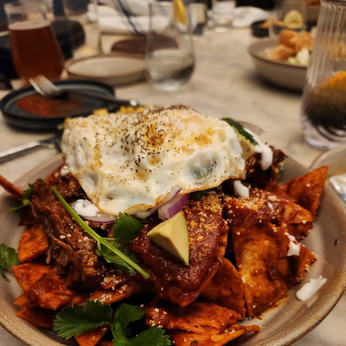 Short Rib Chile Colorado Chilaquiles