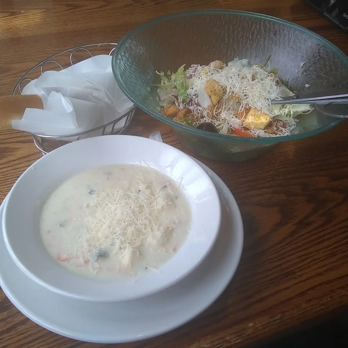 Soup Salad and Bread Sticks