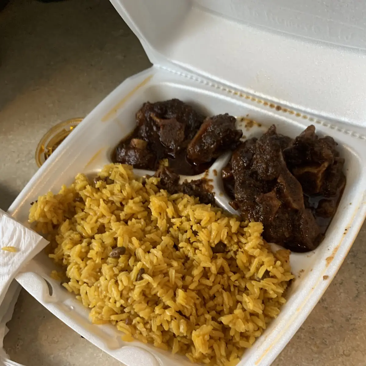 Rice and Beans and Oxtail Stew Beef