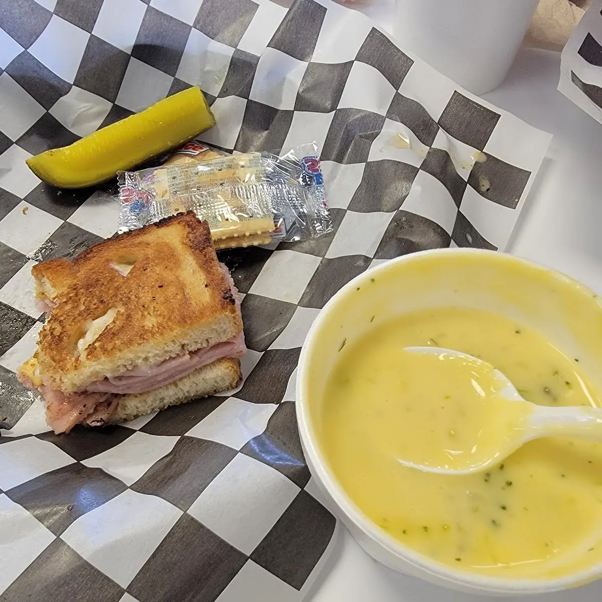Broccoli Cheddar Soup & Hot Ham & Cheese