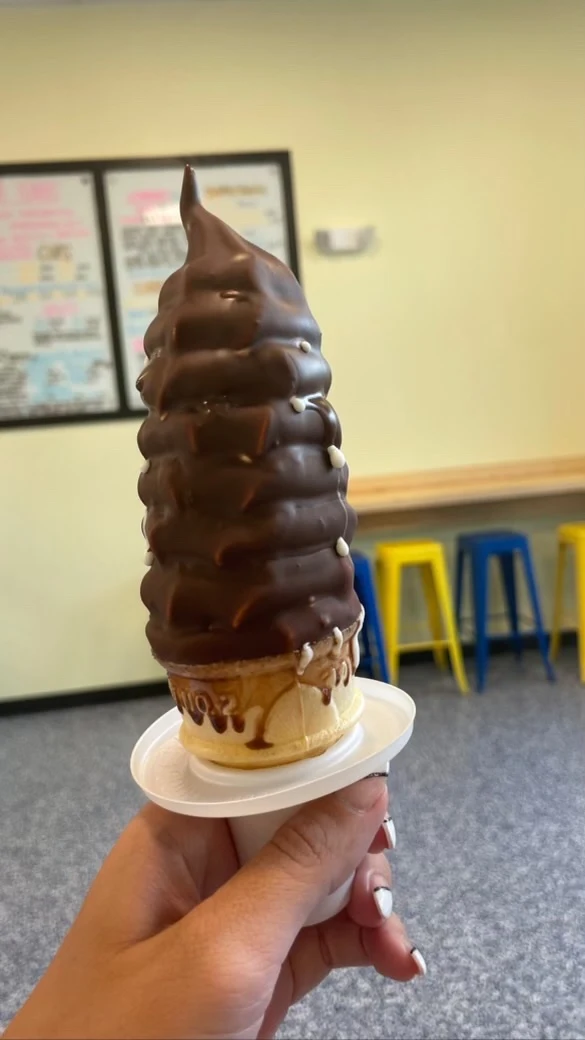 Chocolate Dipped Vanilla Ice Cream in Cone