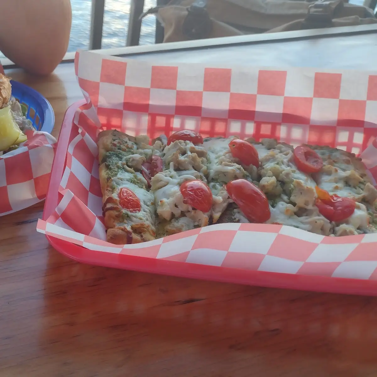 Chicken Salad Sandwich and Chicken Pesto Flatbread