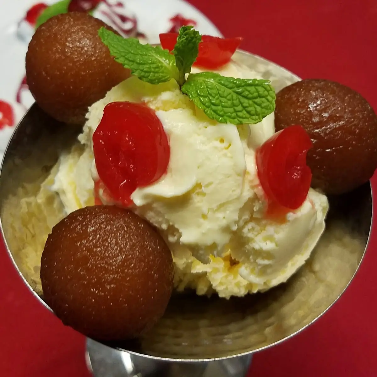 Gulab Jamun with Vanilla Ice Cream
