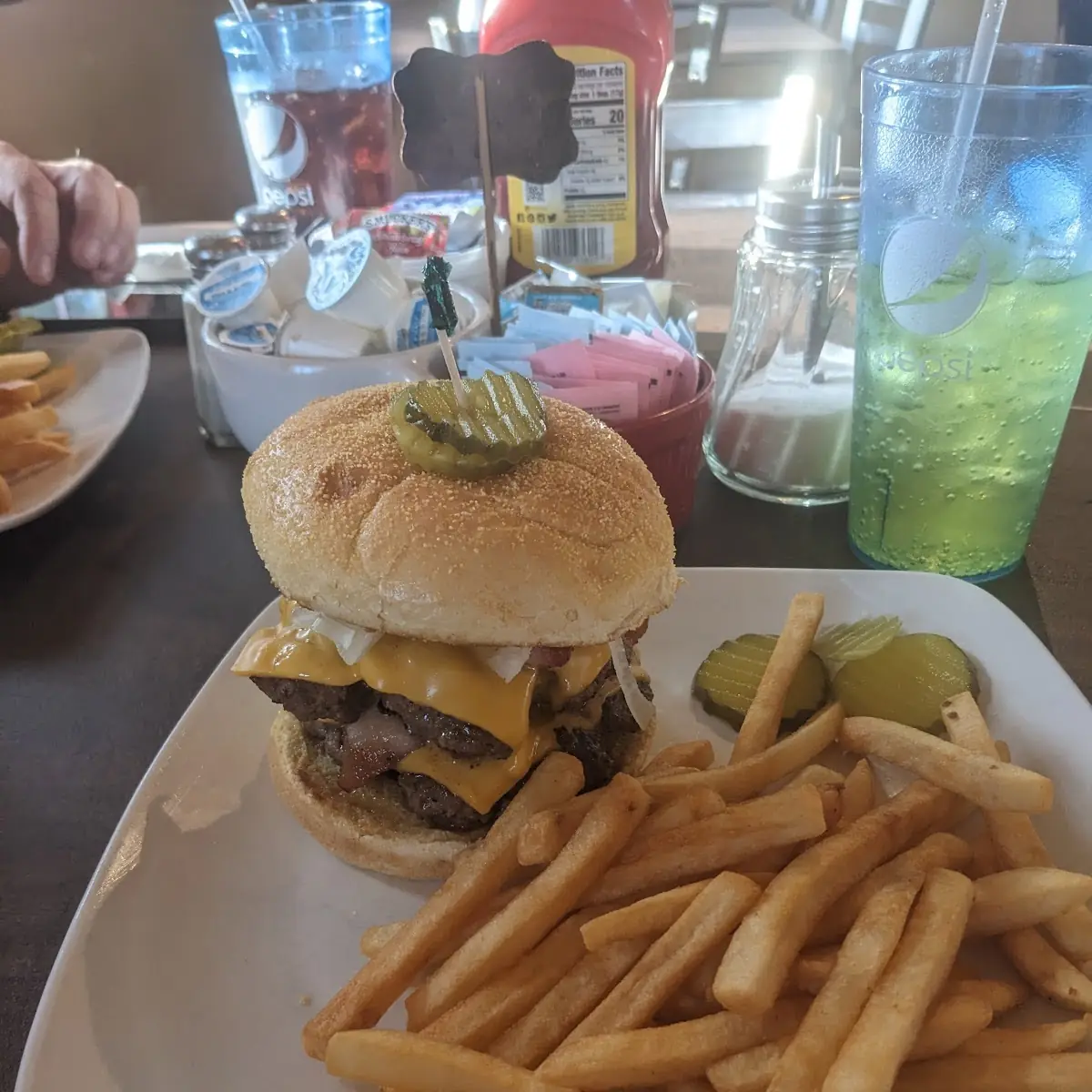 Double Bacon Cheeseburger and Fries