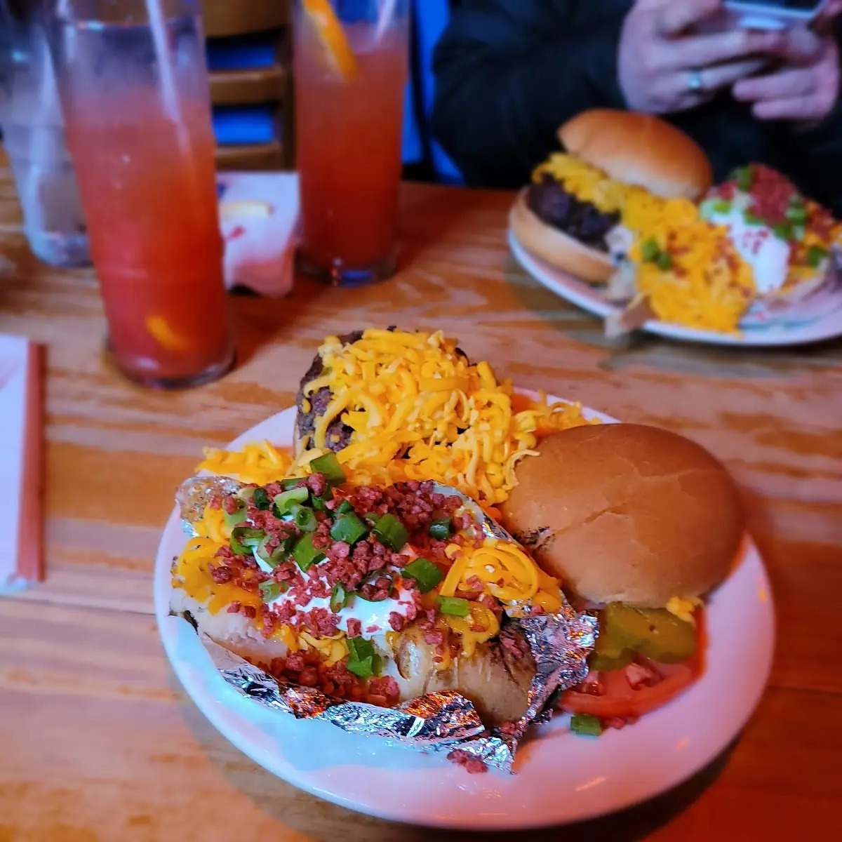 Cheeseburger and Loaded Baked Potato