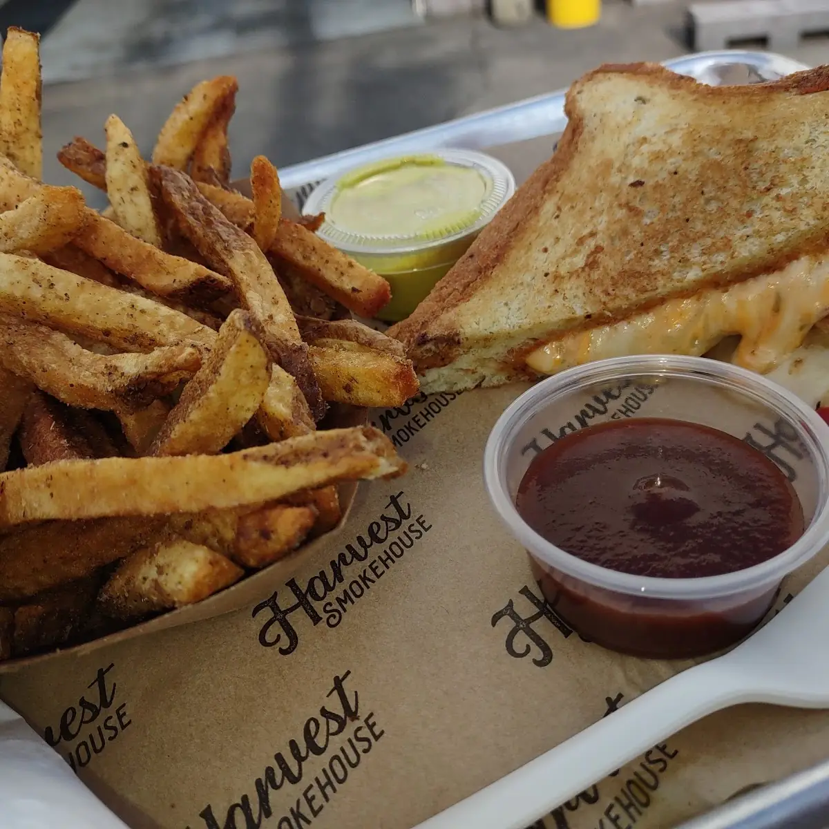 Grilled Cheese with Curry Fries