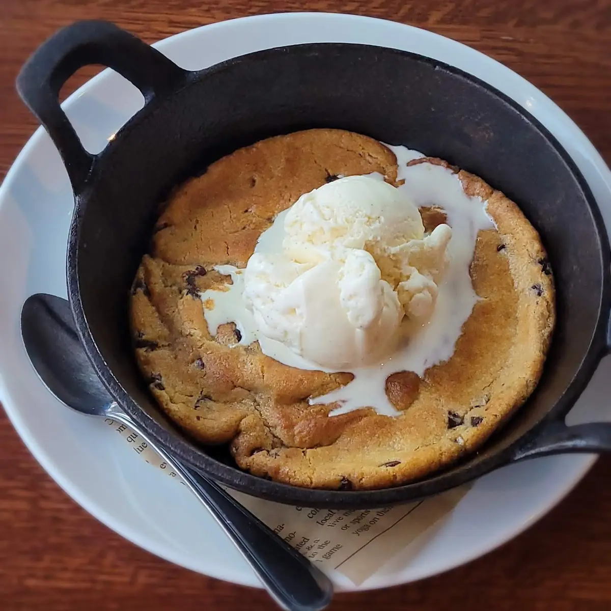 Skillet Cookie with Vanilla Ice Cream