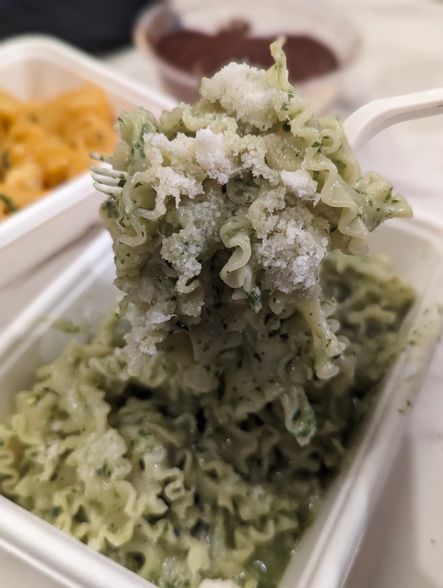 Pesto Basil Olive Oil and Pine Nuts Pasta, Str'eats Pasta Bar & Desserts