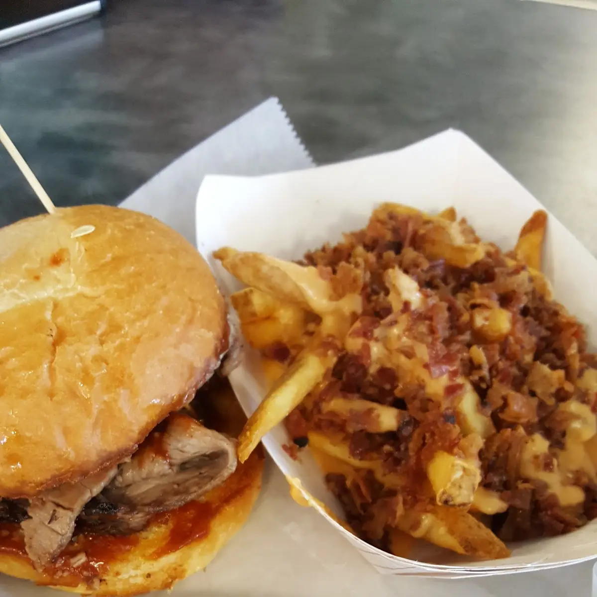 Chicken Teriyaki and Bacon Cheese Fries