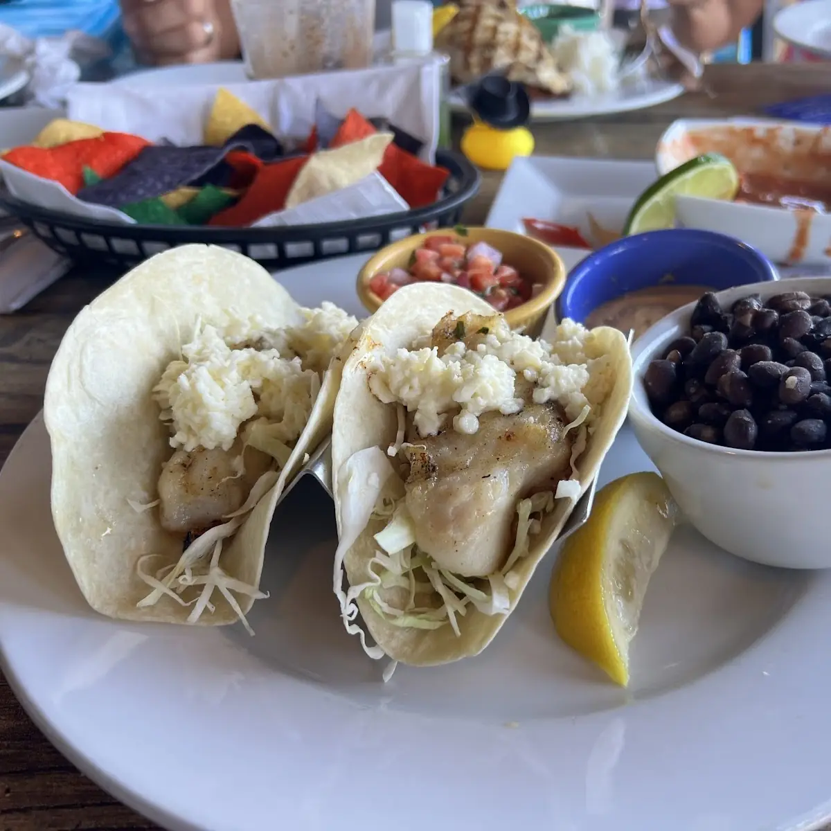 Grilled Fish Tacos with Beans