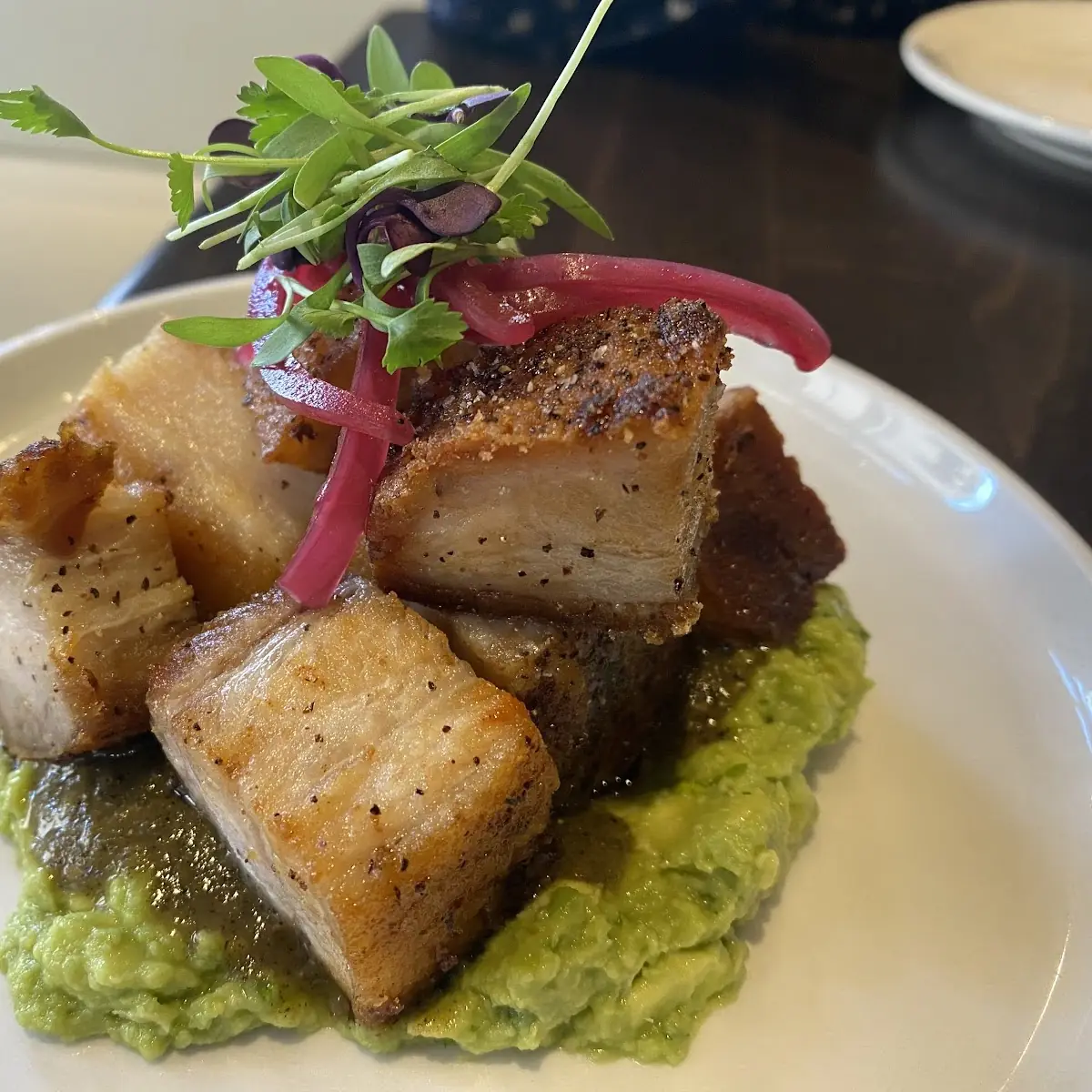 2 Tostadas Chicharron Pork Belly