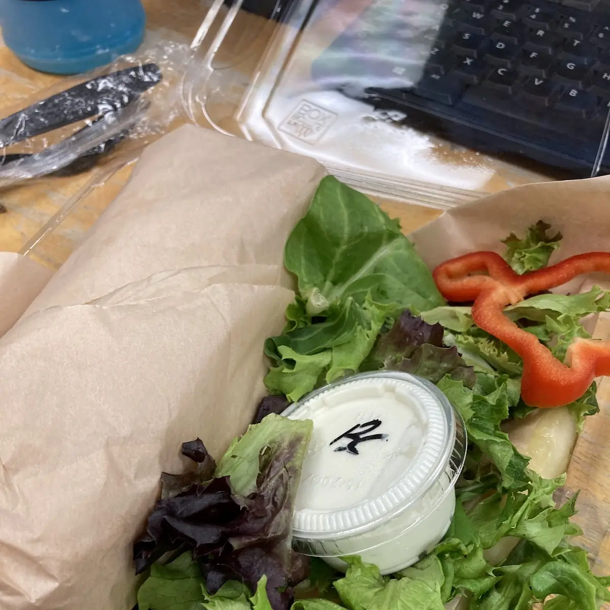 A Wrap with a Side Salad