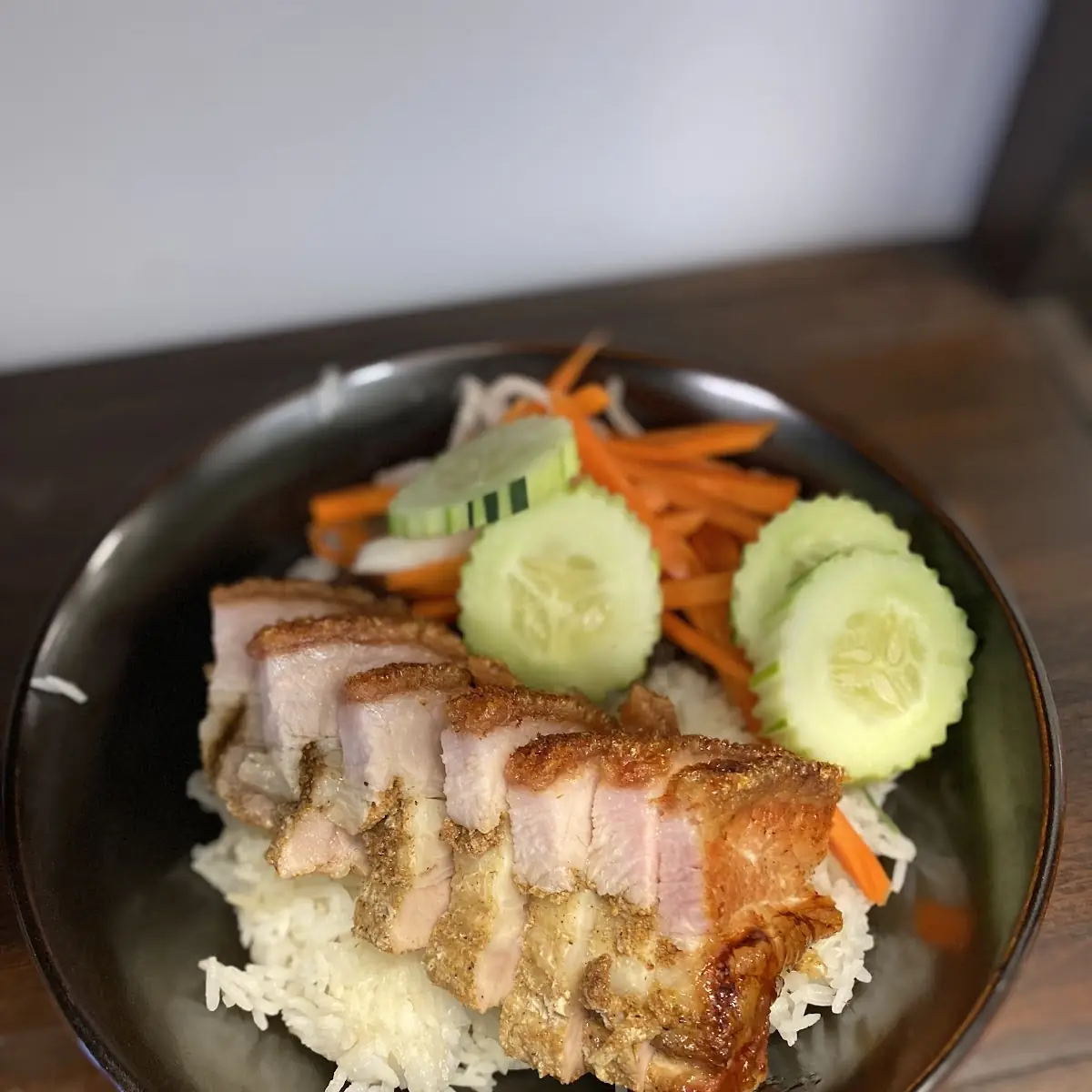 Crispy Pork Belly Rice Dish - Cơm Heo Quay