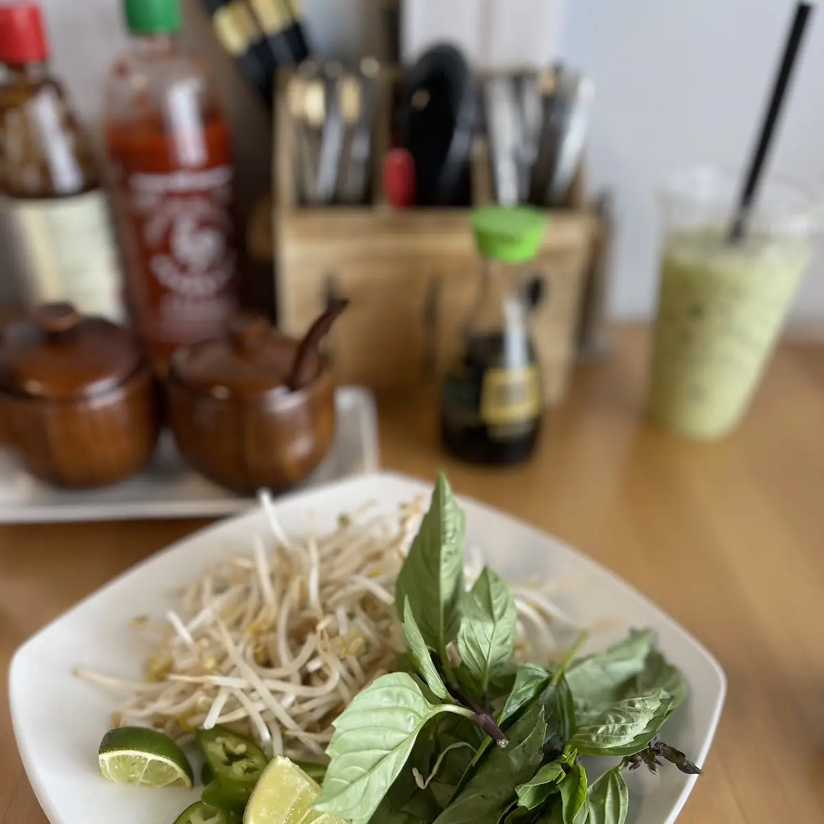 Fresh Herbs and Bean Sprouts