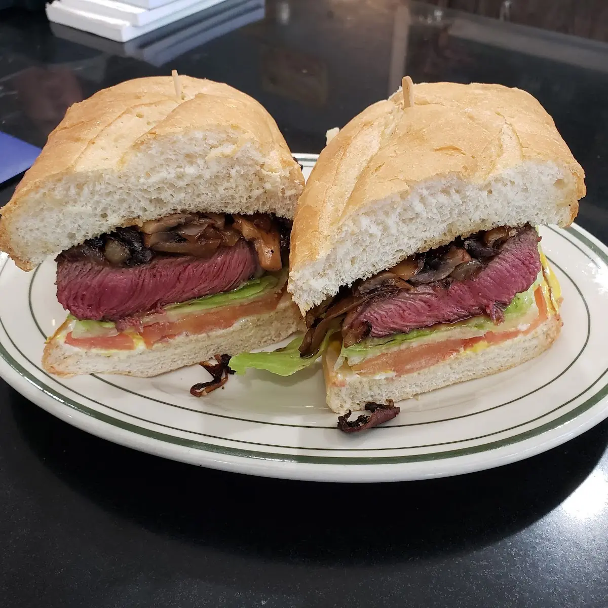 Steak Sandwich Medium Rare Just as It Should Be
