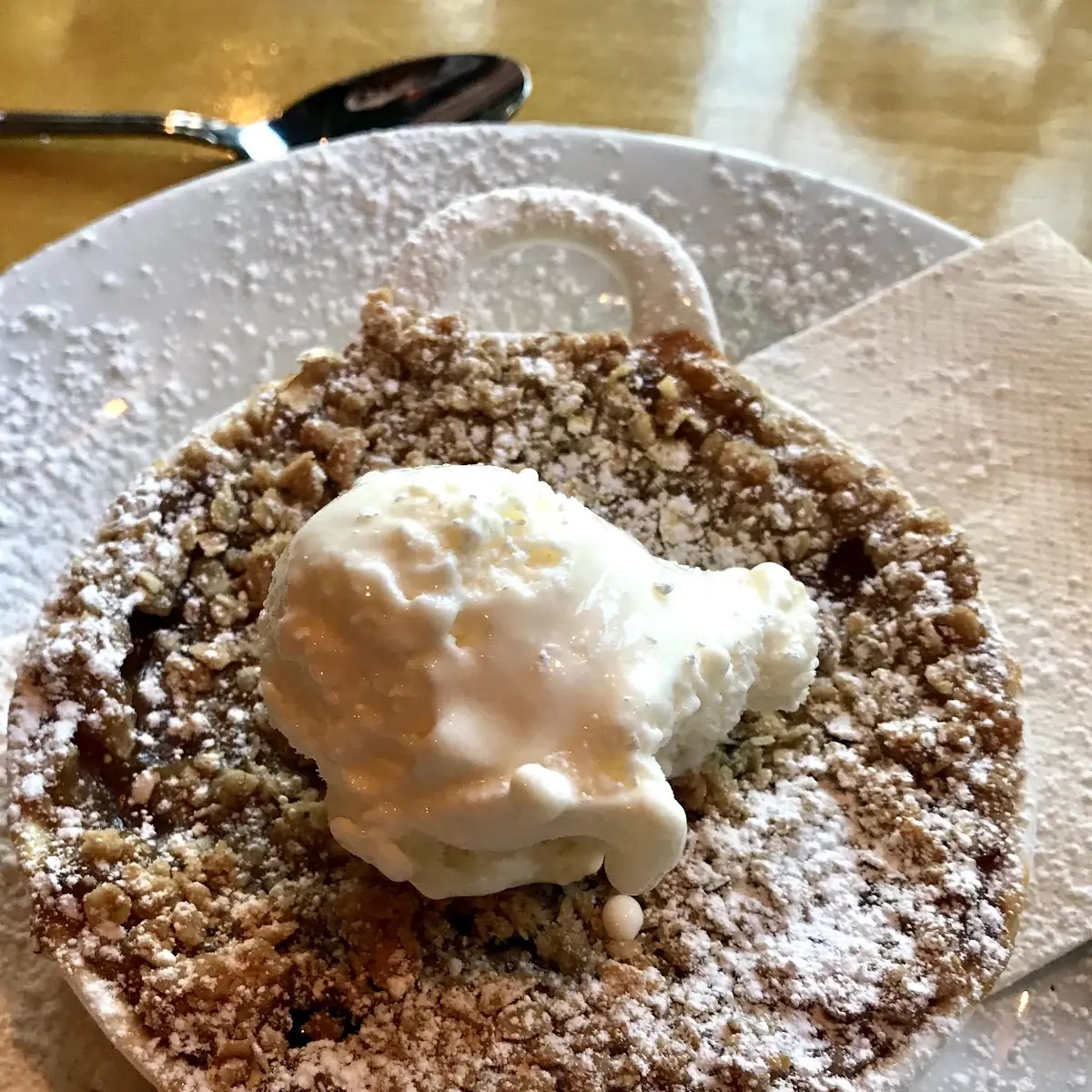 Dessert Crumble with Vanilla Ice Cream