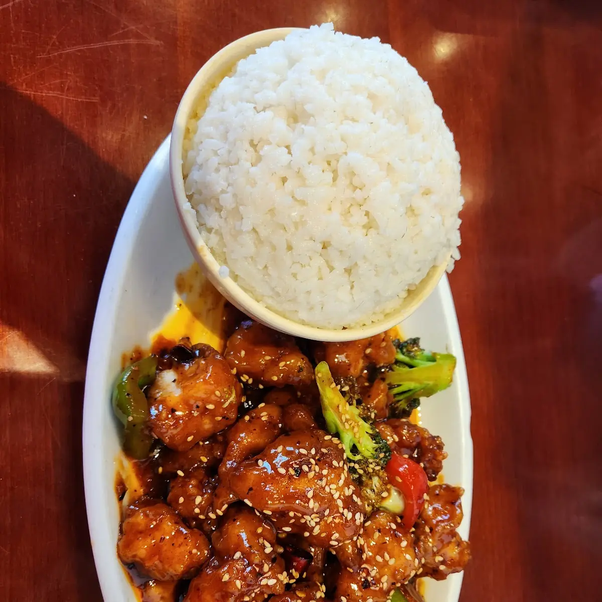 General TSO Chicken with Sesame Seeds