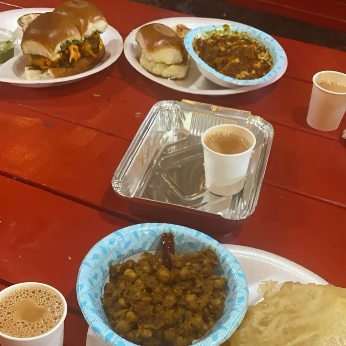 Poori W Aloo Bhaji & Chana Masala & Chai