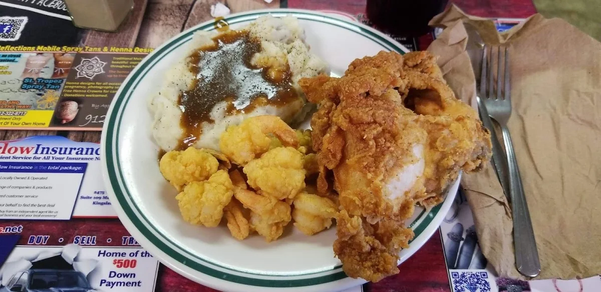Fried Chicken Shrimp and Mashed Potatoes w Gravy