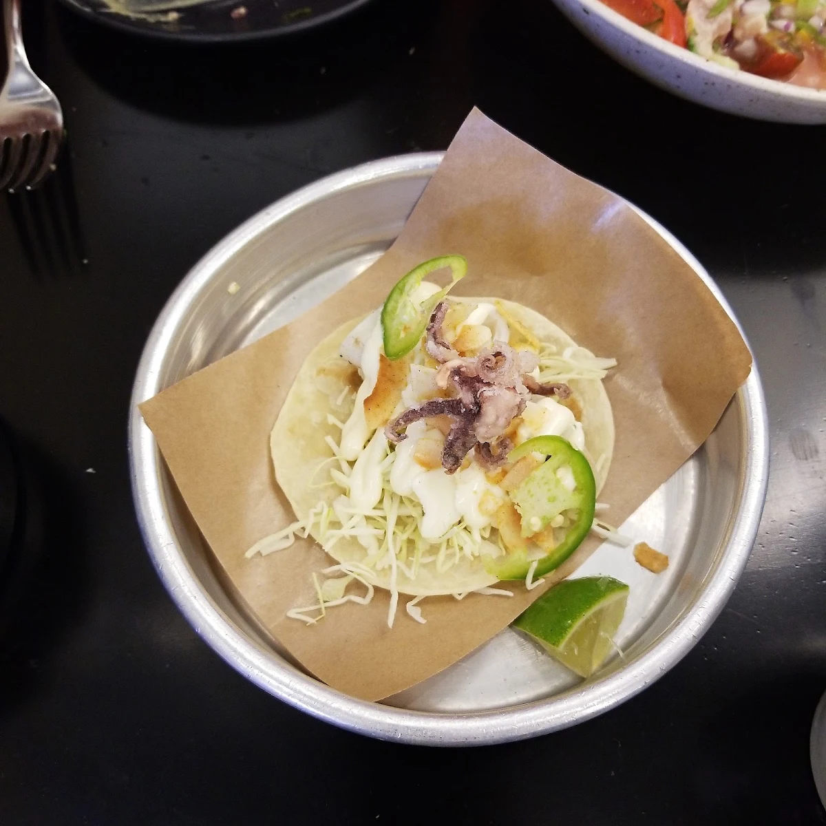 Grilled Squid Taco, Tacofino Ocho (Mount Pleasant)
