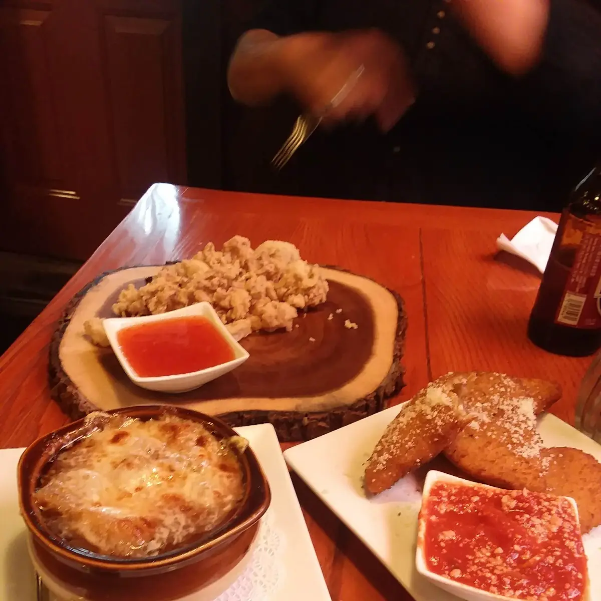 Calamari Onion Soup Fried Cheese Moons