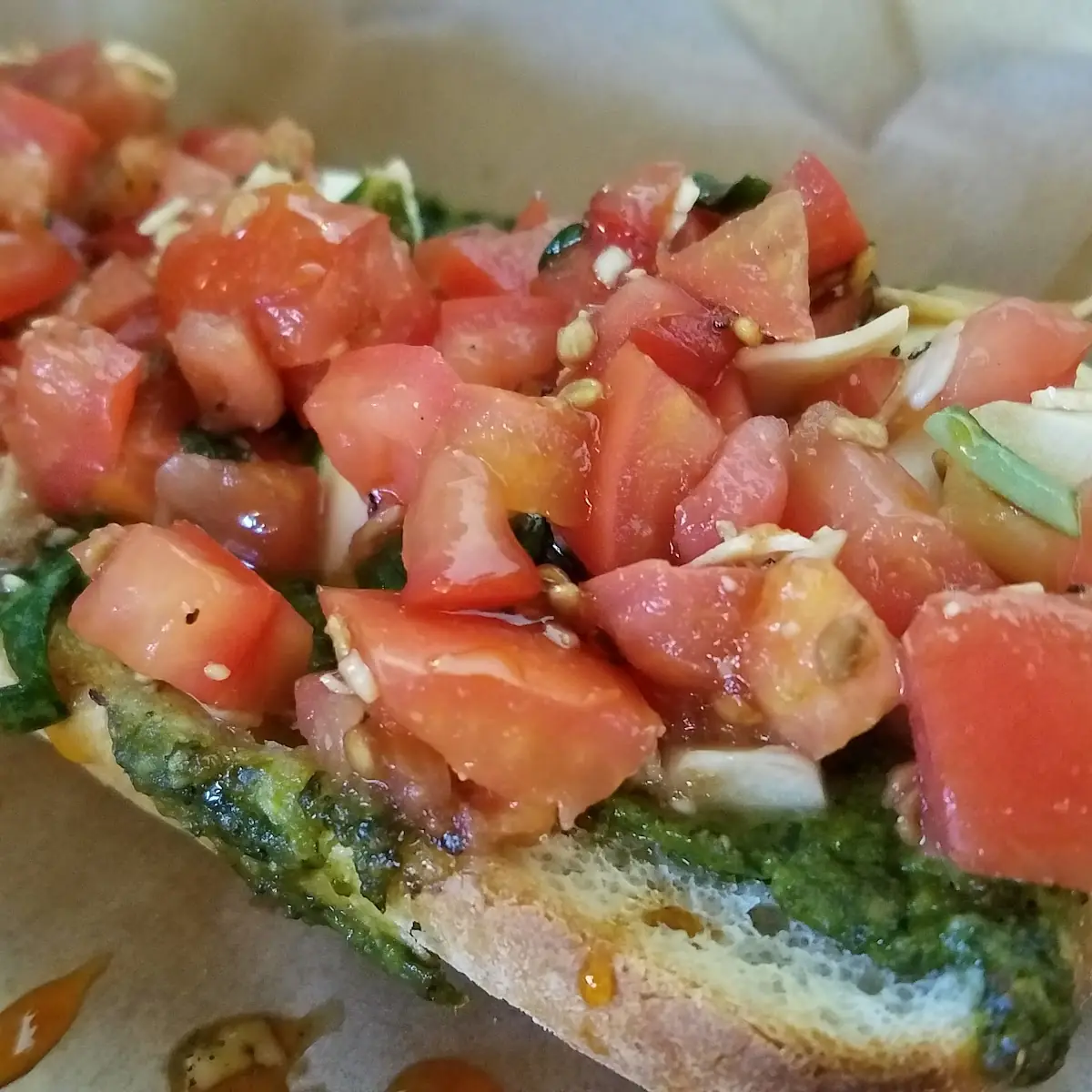 Pesto Bruschetta with Fresh Mozzarella