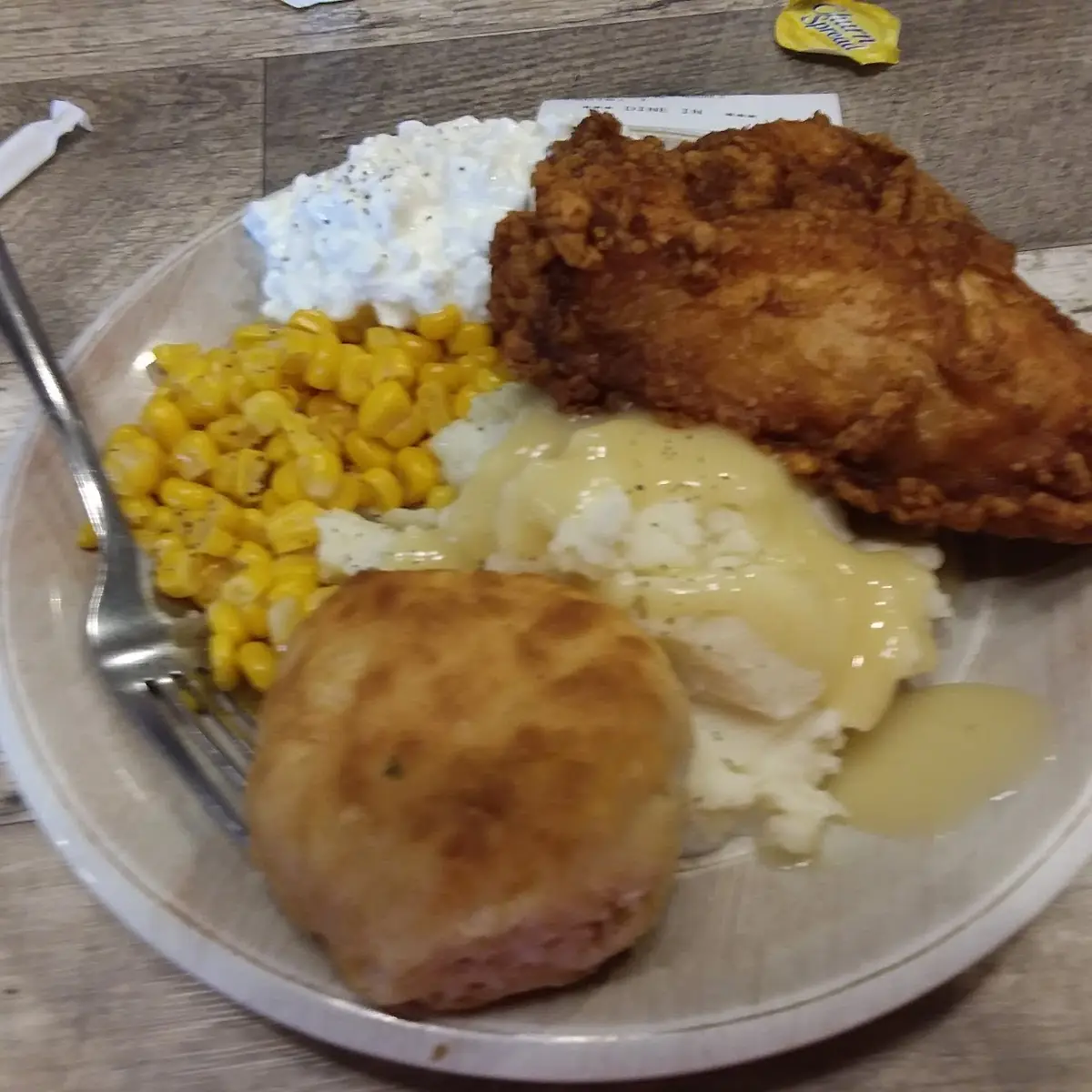 Fried Chicken Breast and Mashed Potatoes and Gravy