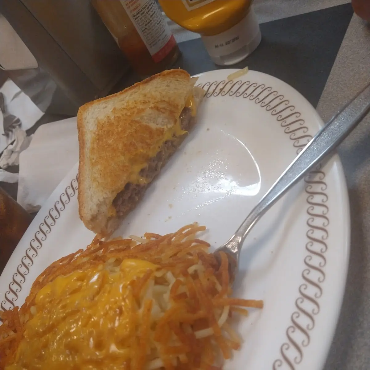 Patty Melt with Double Hash Browns with Cheese