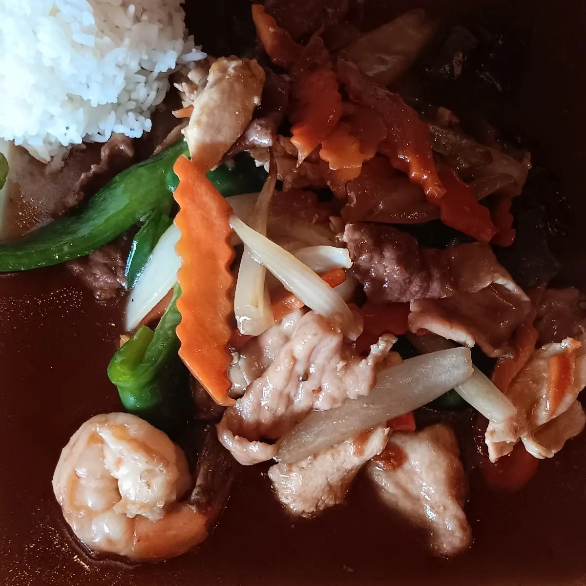 Prad Prink Combination with Steamed Rice