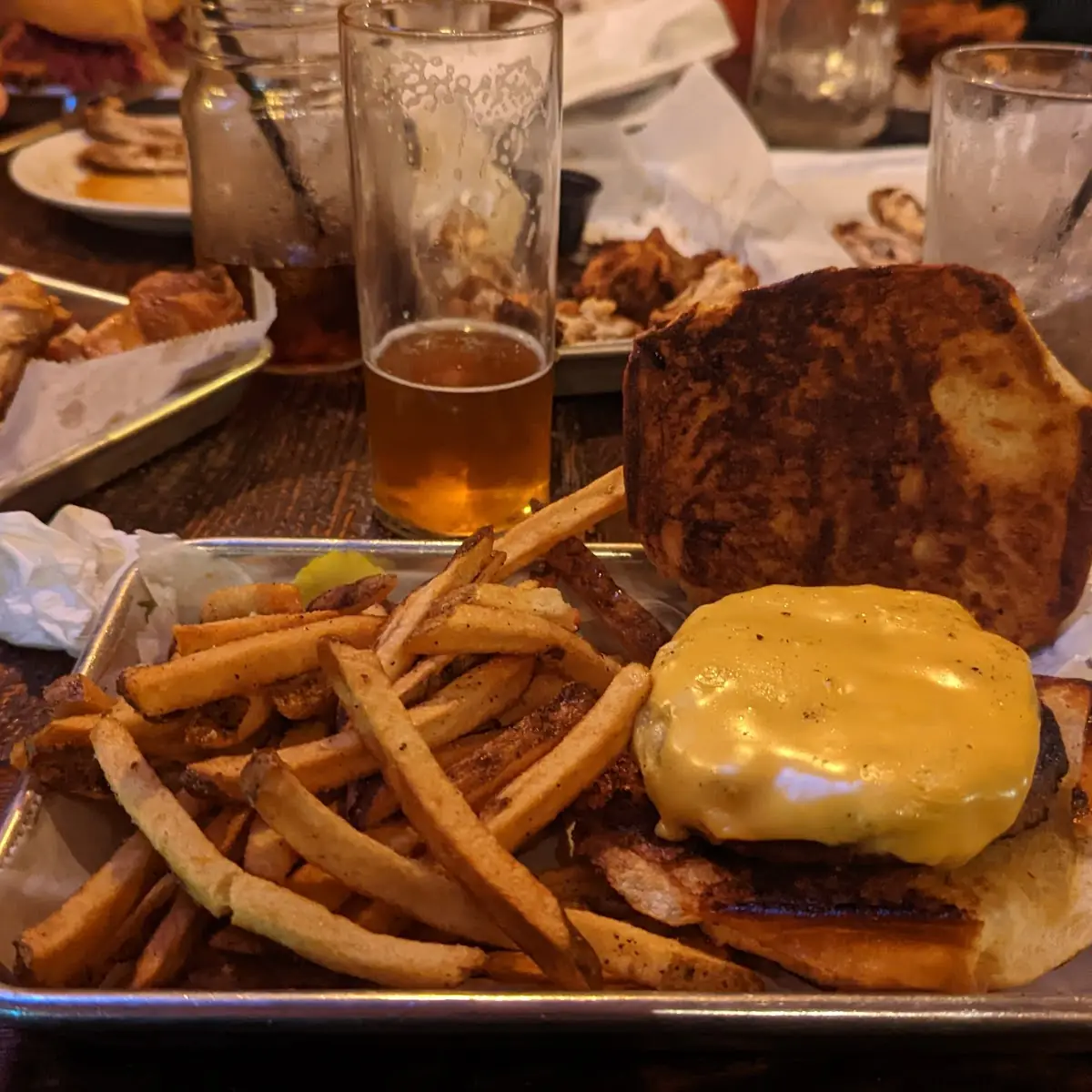 American Cheese Burger and Fries