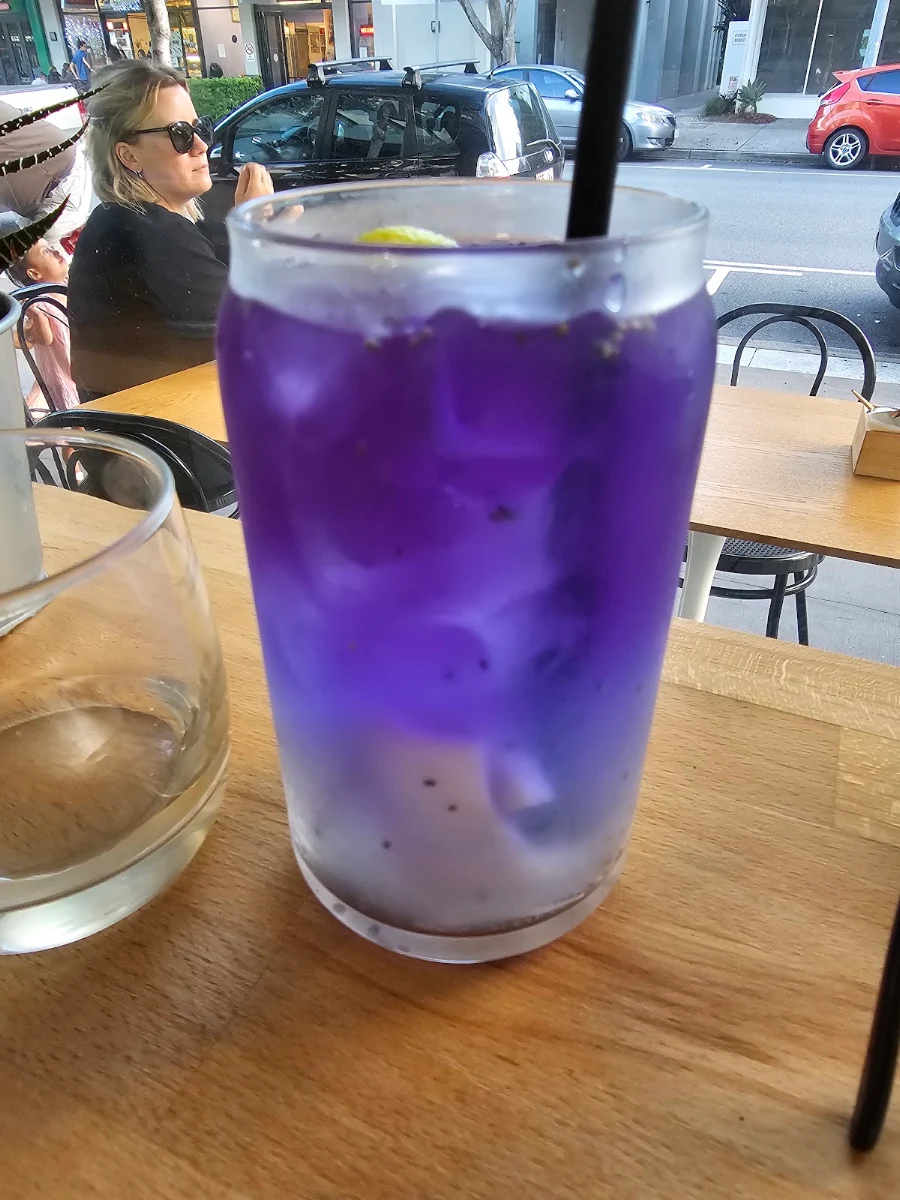 Summer - Butterfly Flower Pea Iced Tea with Cocunut Water Chia Seed Lime Juice