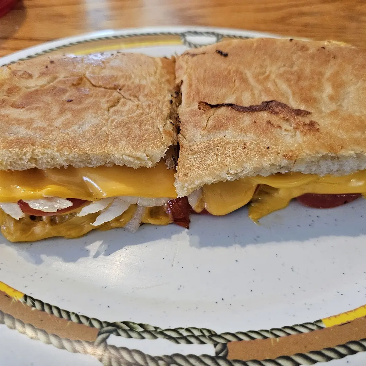 Grilled Cheese with Grilled Onions and Tomatoes